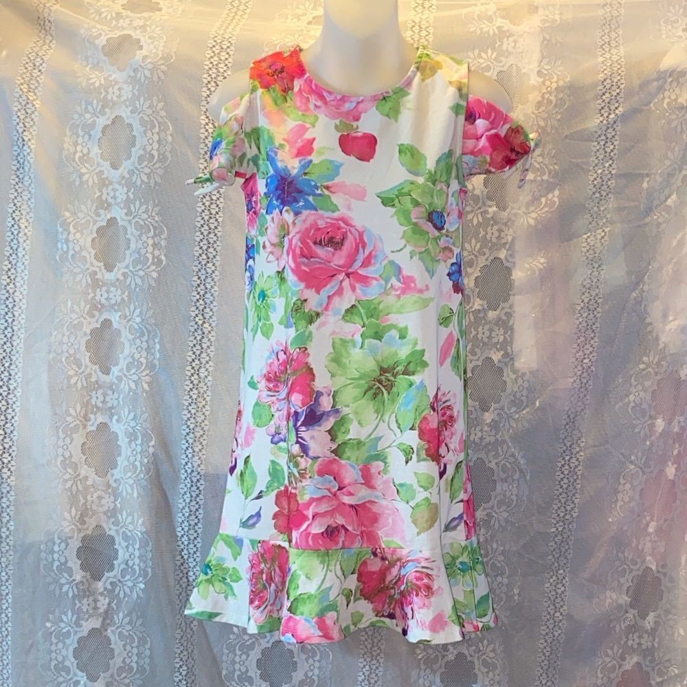 🥰kidpik Floral Casual Dress with Pink and Green Size XL 14